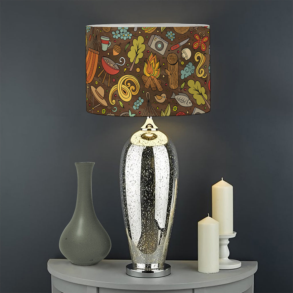 Cartoon Camping Pattern Print Drum Lamp Shade
