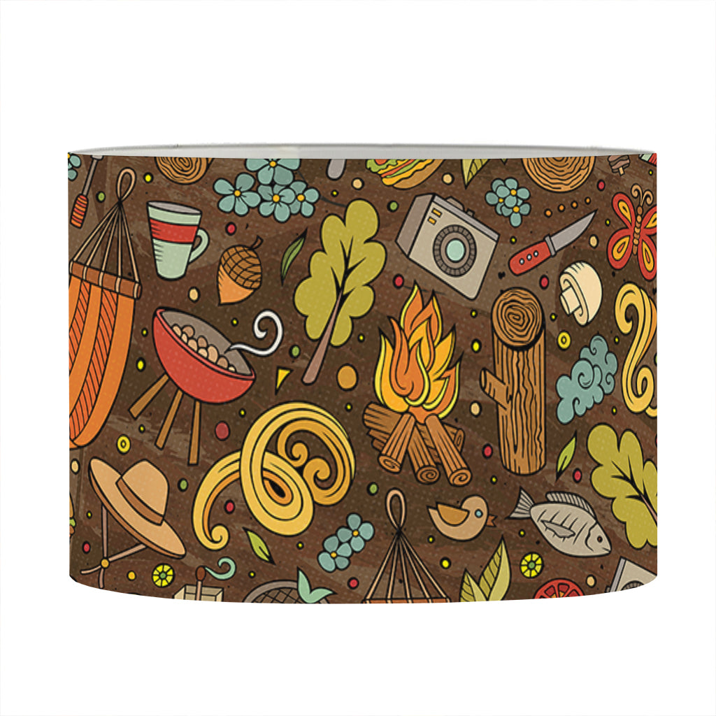 Cartoon Camping Pattern Print Drum Lamp Shade