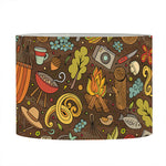 Cartoon Camping Pattern Print Drum Lamp Shade