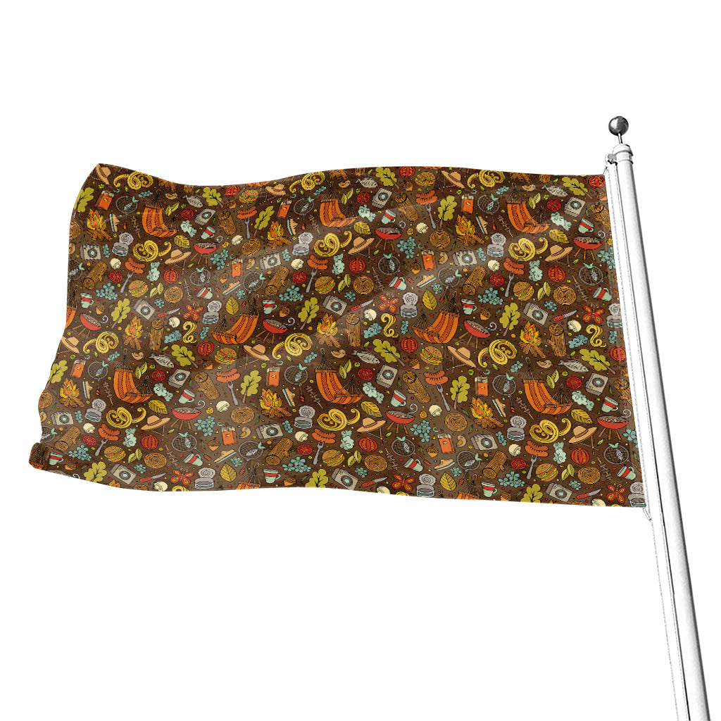 Cartoon Camping Pattern Print Flag