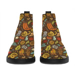 Cartoon Camping Pattern Print Flat Ankle Boots