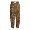 Cartoon Camping Pattern Print Fleece Lined Knit Pants