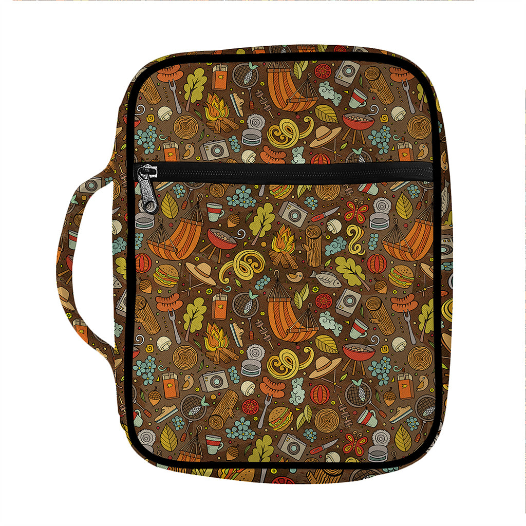 Cartoon Camping Pattern Print Front Pocket Bible Bag