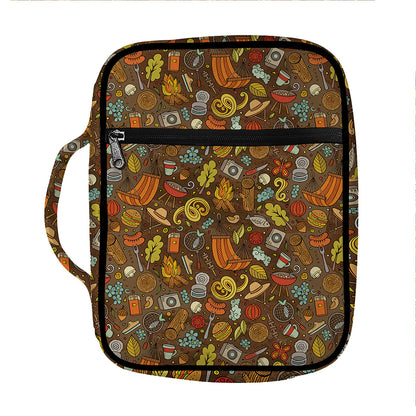 Cartoon Camping Pattern Print Front Pocket Bible Bag