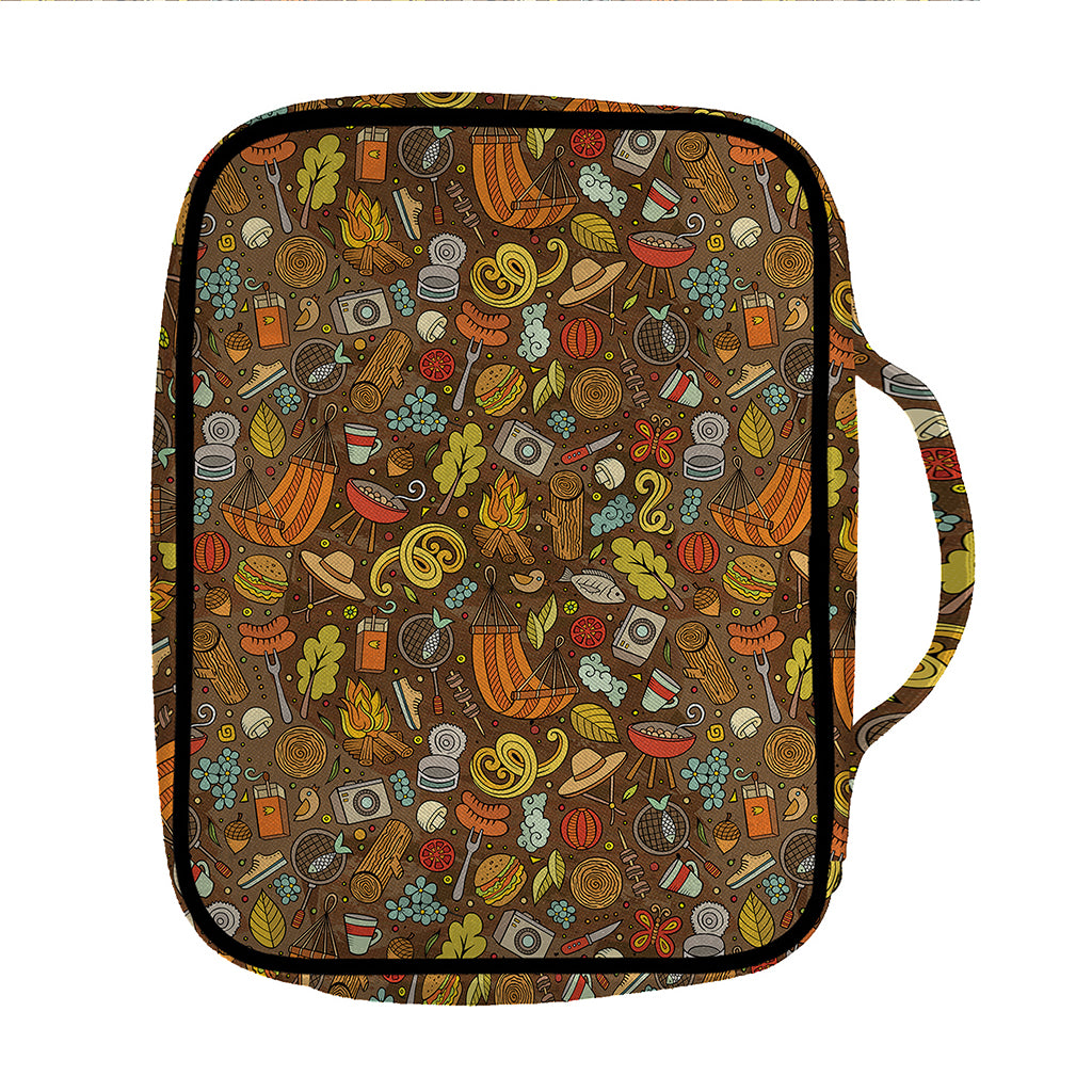 Cartoon Camping Pattern Print Front Pocket Bible Bag