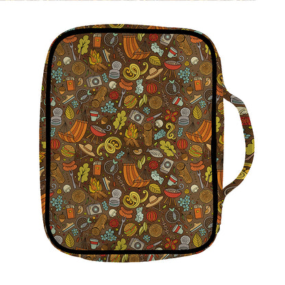 Cartoon Camping Pattern Print Front Pocket Bible Bag