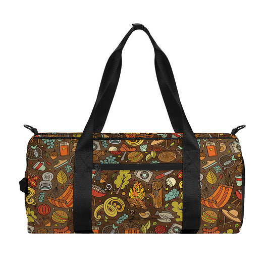 Cartoon Camping Pattern Print Gym Bag