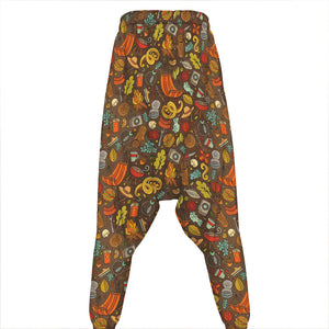 Cartoon Camping Pattern Print Hammer Pants