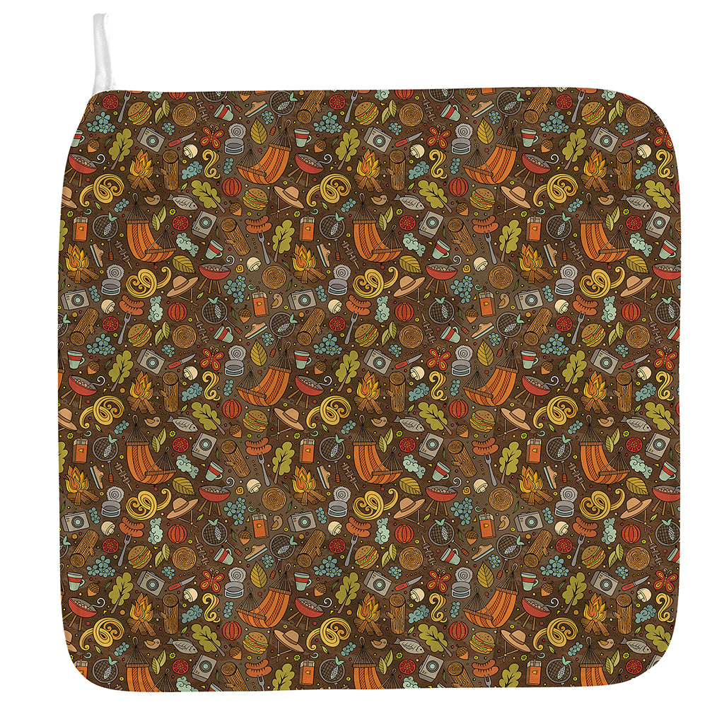 Cartoon Camping Pattern Print Hand Towel