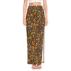 Cartoon Camping Pattern Print High Slit Maxi Skirt