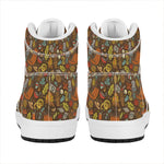 Cartoon Camping Pattern Print High Top Leather Sneakers