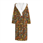 Cartoon Camping Pattern Print Hooded Bathrobe