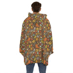 Cartoon Camping Pattern Print Hoodie Blanket