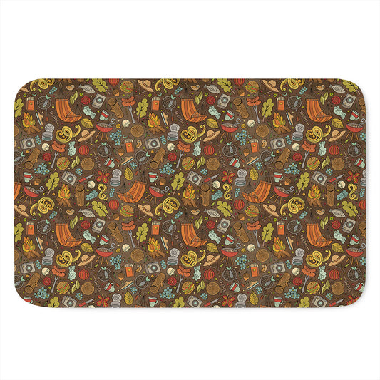 Cartoon Camping Pattern Print Indoor Door Mat