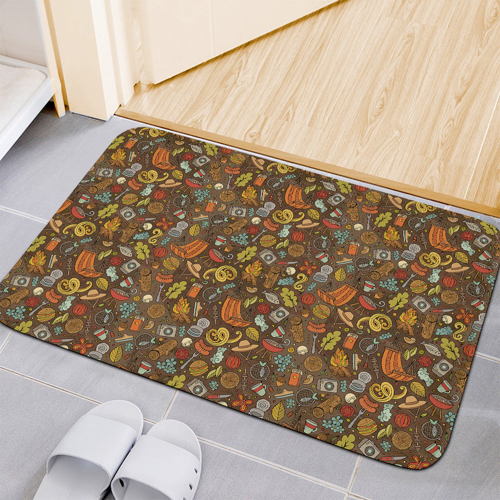 Cartoon Camping Pattern Print Indoor Door Mat