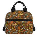 Cartoon Camping Pattern Print Insulated Lunch Bag