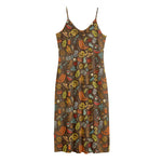 Cartoon Camping Pattern Print Jersey Midi Cami Dress