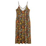 Cartoon Camping Pattern Print Jersey Midi Cami Dress