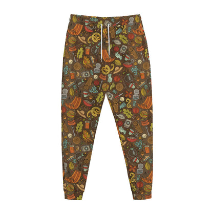 Cartoon Camping Pattern Print Jogger Pants