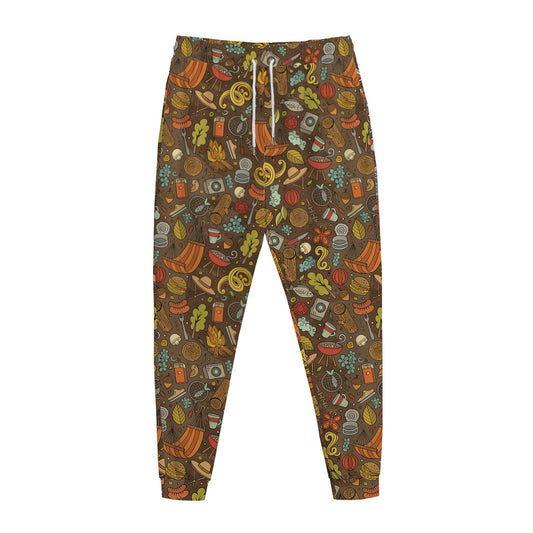 Cartoon Camping Pattern Print Jogger Pants