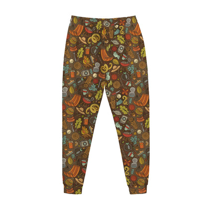 Cartoon Camping Pattern Print Jogger Pants