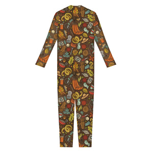 Cartoon Camping Pattern Print Jumpsuit