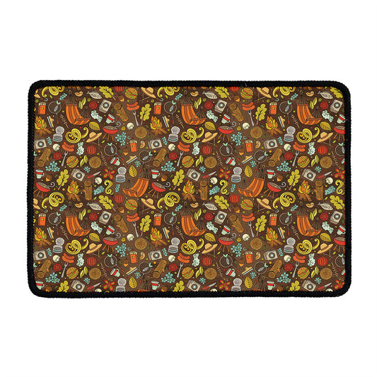 Cartoon Camping Pattern Print Kitchen Mat