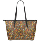 Cartoon Camping Pattern Print Leather Tote Bag