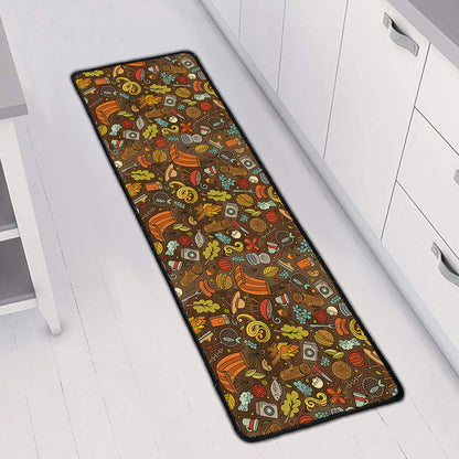 Cartoon Camping Pattern Print Long Kitchen Mat