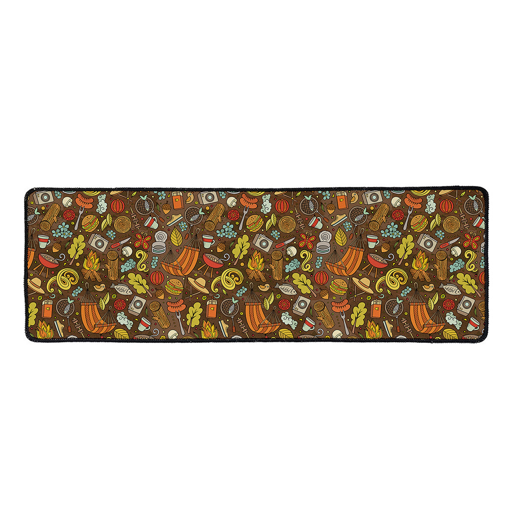 Cartoon Camping Pattern Print Long Kitchen Mat