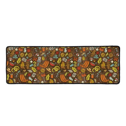Cartoon Camping Pattern Print Long Kitchen Mat