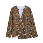 Cartoon Camping Pattern Print Long Sleeve Short Coat