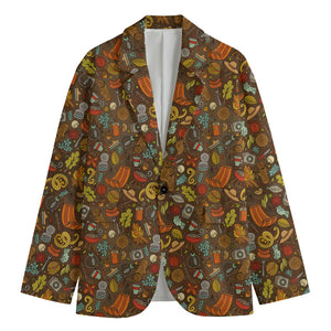 Cartoon Camping Pattern Print Men's Blazer