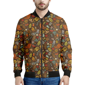 Cartoon Camping Pattern Print Men's Bomber Jacket