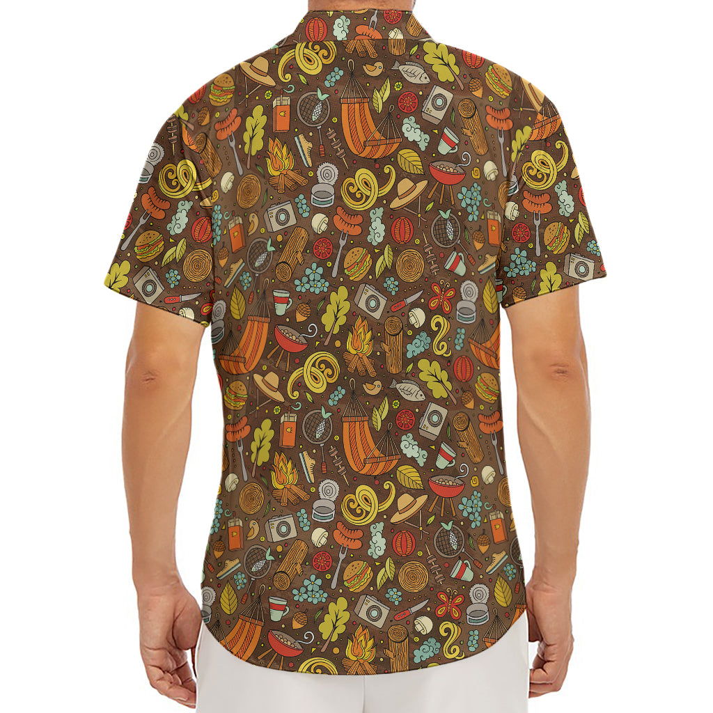 Cartoon Camping Pattern Print Men's Deep V-Neck Shirt