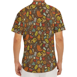 Cartoon Camping Pattern Print Men's Deep V-Neck Shirt