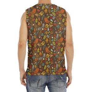 Cartoon Camping Pattern Print Men's Fitness Tank Top