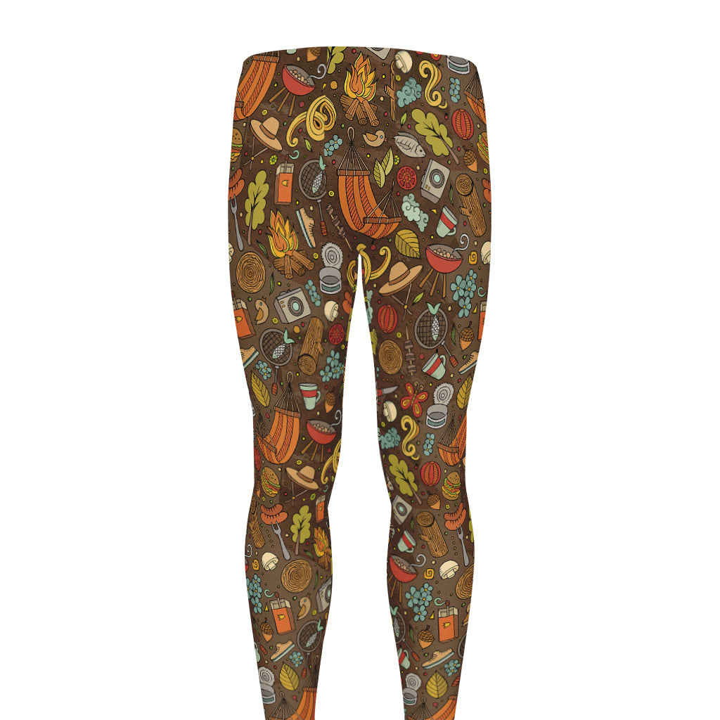 Cartoon Camping Pattern Print Men's leggings
