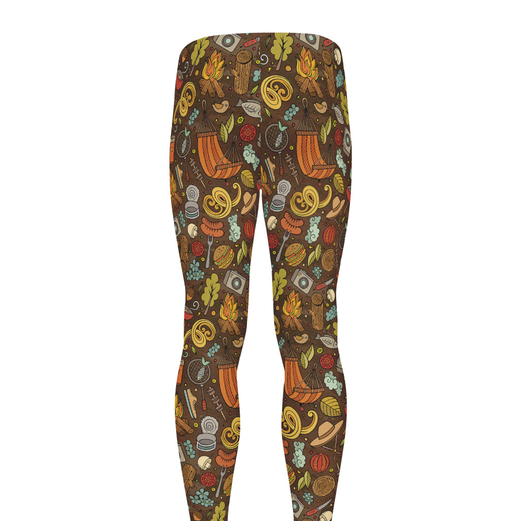 Cartoon Camping Pattern Print Men's leggings