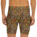 Cartoon Camping Pattern Print Men's Long Boxer Briefs