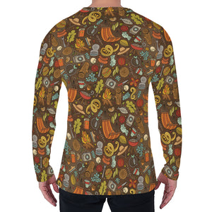 Cartoon Camping Pattern Print Men's Long Sleeve T-Shirt