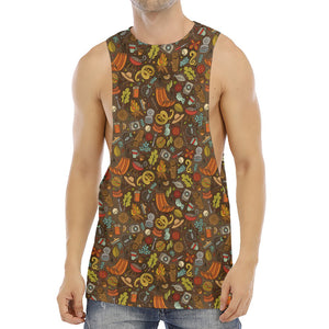 Cartoon Camping Pattern Print Men's Muscle Tank Top