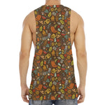 Cartoon Camping Pattern Print Men's Muscle Tank Top