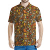 Cartoon Camping Pattern Print Men's Polo Shirt