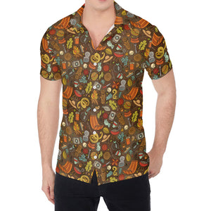 Cartoon Camping Pattern Print Men's Shirt