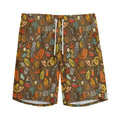Cartoon Camping Pattern Print Men's Athletic Shorts
