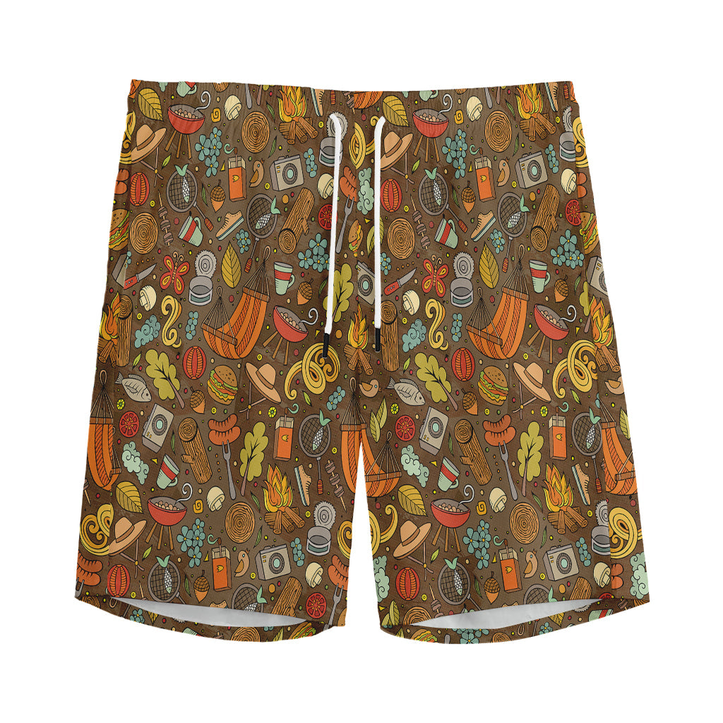 Cartoon Camping Pattern Print Men's Sports Shorts