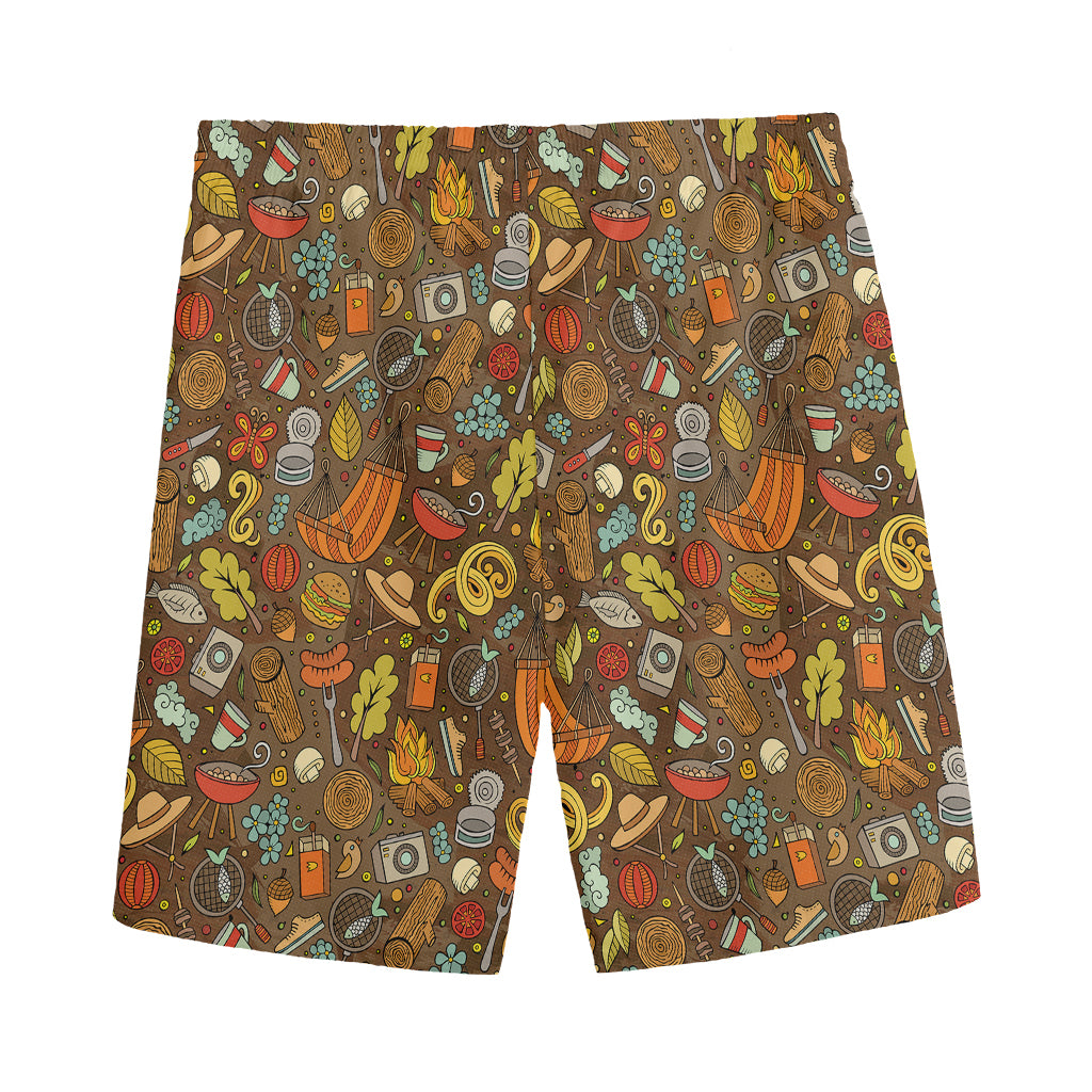 Cartoon Camping Pattern Print Men's Sports Shorts