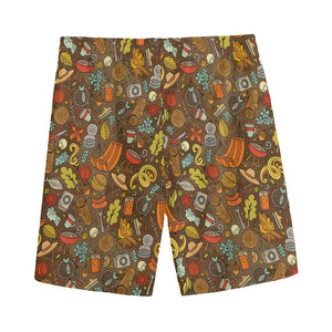 Cartoon Camping Pattern Print Men's Sports Shorts