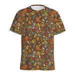 Cartoon Camping Pattern Print Men's Sports T-Shirt